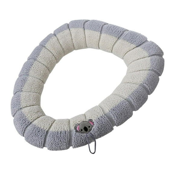 Btomtd Household Toilet Seat Thickened With Handle Winter Toilet Ring Washable Sets Wear Knitted Toilet Seat, Beige