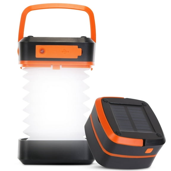 Imountek Solar Camping Lantern, LED Collapsible Tent Lamp Rechargeable Solar USB Portable Camping Light for Hiking Fishing Outdoor