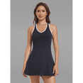 thumbnail image 4 of Tennis Dresses for Women with Shorts Pockets and Bra V Neck Racerback Golf Outfits, 4 of 10
