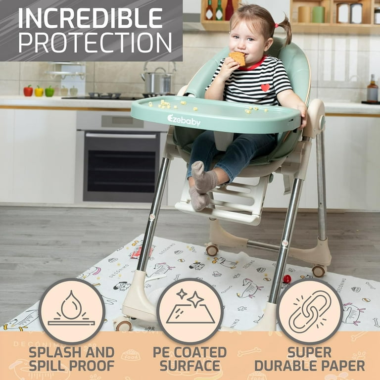 Extra Durable Waterproof Disposable Splat Mat for Under High Chair 30 Count Food Catcher and Floor Cover Floor Protection for Feeding Your Toddler or Baby Walmart