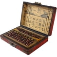 thumbnail image 1 of 9 Column Classic Wooden Abacus with Vintage Leather Box, Soroban for Study Decoration or Gift, Aging Treatment SP-01, 1 of 5