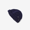 thumbnail image 1 of Gorro tejido a la moda, gorros Punk de Hip Hop para hombres y mujeres, gorro de melón sin ala con anillo de Metal, gorro de ganchillo cálido para invierno, Gorras, 1 of 5