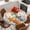 Brown Orange Blue, variant on Fall Thanksgiving Round Tablecloth, Fitted Table Cover with Elastic for 55"-60" Round Tables, Orange White Pumpkin Maple Leaf Table Cloth Outdoor Indoor Dinning Party Waterproof Tablecloths