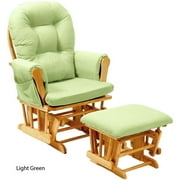 Stork Craft Custom Hoop Glider & Ottoman-Color:Green Chenille Cushions,Finish:Oak Finish