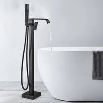 Floor Mounted Black Free Standing Bathtub Faucet Shower Tub Filler Spout