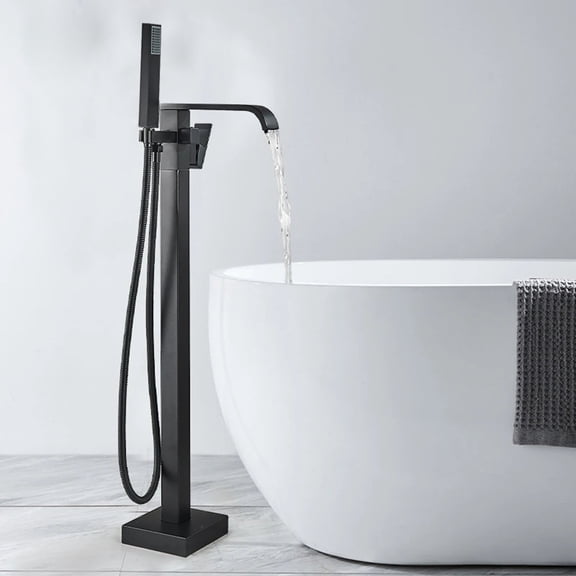 Floor Mounted Black Free Standing Bathtub Faucet Shower Tub Filler Spout