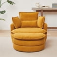 thumbnail image 2 of Oversized Swivel Accent Barrel Chair with Moon Storage Ottoman and 4 Pillows, 38"W Modern Chenille Upholstered Chaise Lounge Chair Leisure Round Cuddle Sofa Chair for Living Room, Yellow, 2 of 7