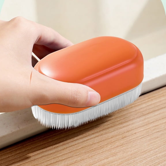 Clearance Under $5 | Soft Bristle Clothes Scrubbing Brush Multifunctional Household Laundry Cleaning Tool with Gentle Silicone Bristles for Home Use, Orange