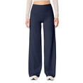 thumbnail image 2 of Navy Yoga Pants for Women Dress Pants Wide Leg Business Casual Slacks High Waist Lounge Trousers L, 2 of 7