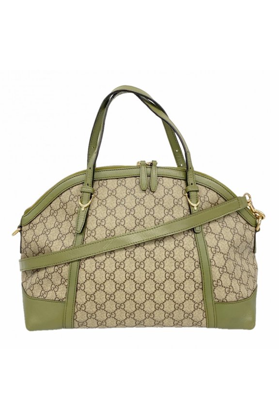 Pre-Owned Gucci GG Supreme handbag, 309614, brown/green, women's, OP010327