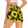 thumbnail image 3 of Xecao's Sunflowers In Vintage for a double-layer running short for women, perfect for gym, tennis, and more, featuring a convenient pocket., 3 of 9