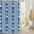 thumbnail image 4 of Fabric Shower Curtain, Summer Starfish Seashell Coral Navy Blue and White Striped Shower Curtains with 12 Hooks Waterproof Machine Washable Bath Curtains for Bathroom, 36 x 78in, 4 of 6