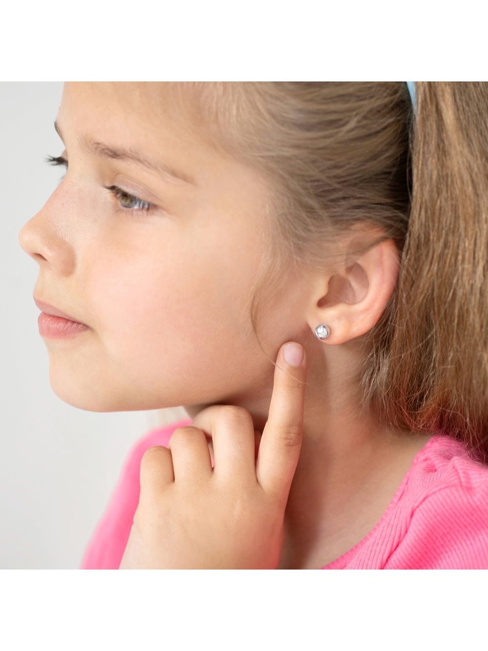 Polished Baseball Kids / Children's / Girl Earrings Screw Back - Sterling Silver