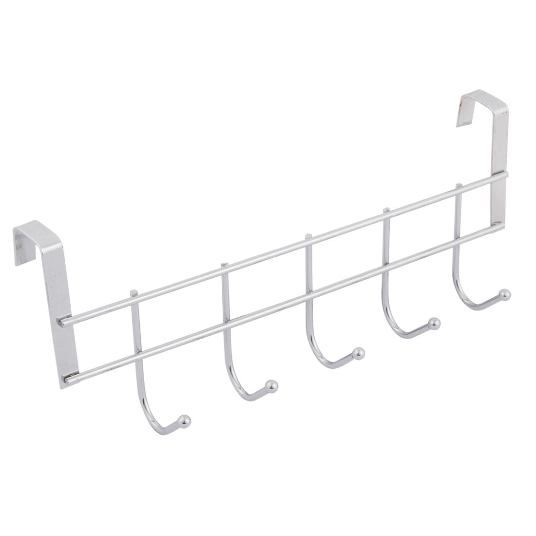 Unique Bargains Metal Household Bathroom 5 Hooks Towel Clothing Belt Hanger Hook Silver