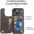 thumbnail image 2 of Dteck for iPhone 13 Mini Wallet Case with Card Holder, Butterfly Flower Embossed Faux Leather Kickstand Card Slots Case, Handmade Shockproof Protective Slim Soft Flip Phone Case 2021 5.4", Grey, 2 of 6