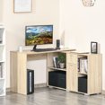 thumbnail image 1 of YYAO Convertible L-Shaped Computer Desk, Home Desk with Storage Shelf and Drawer Cabinet, Oak, 1 of 8