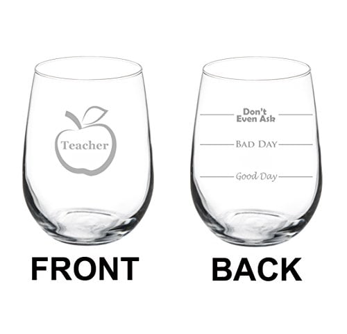 Good Day Bad Day Do Not Ask Stemless Wine Glass Tritan Plastic 16 Ounce Cup 