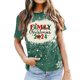 thumbnail image 4 of Navidad Tops de Mujer, Cuello Redondo Camiseta de Manga Corta con Estampado de Vacaciones, Blusa de Moda Casual, 4 of 4