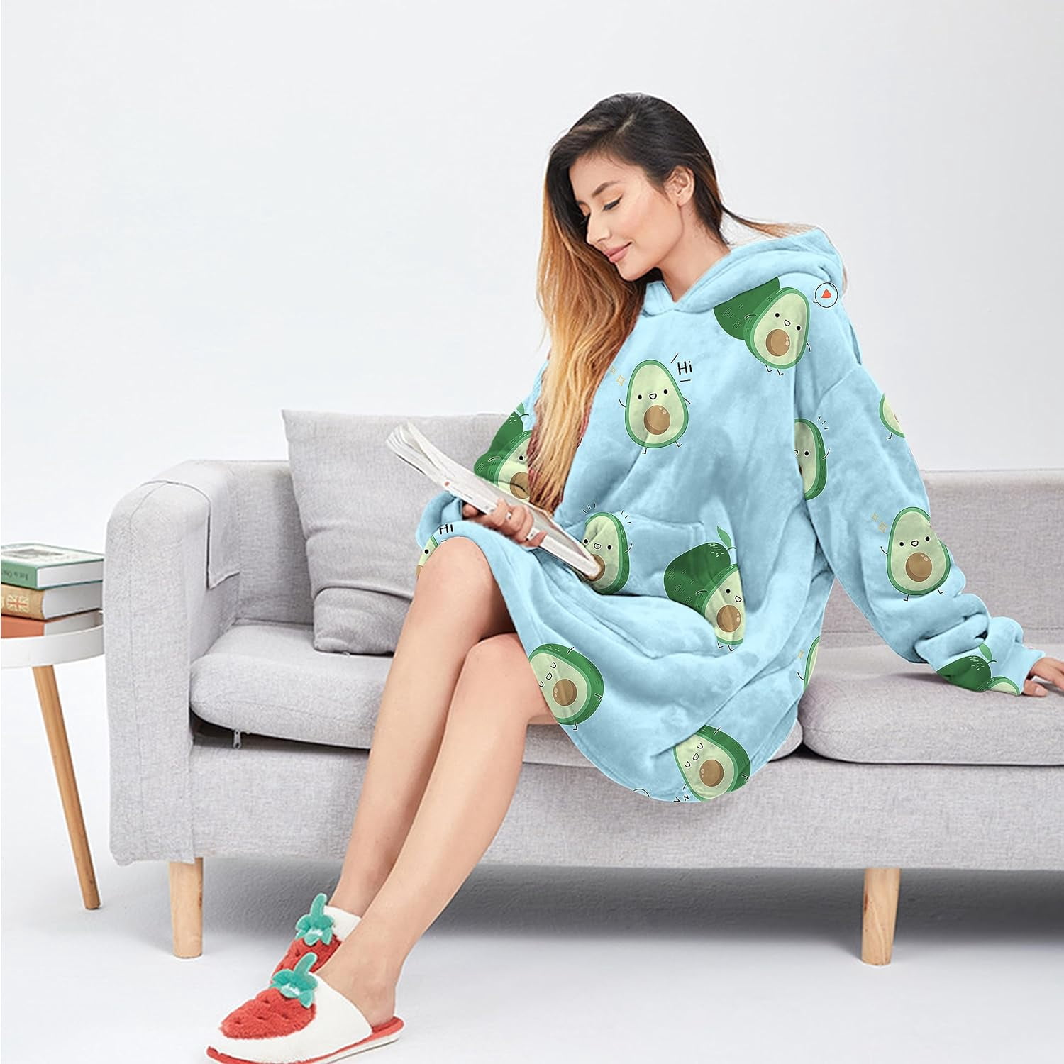 Wearable Adult Blanket Hoodie - Flannel Blanket Hoodie with Pockets - Sherpa Giant Hoodie Blankets for Women Men