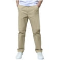 thumbnail image 4 of snilers Boys School Uniform Twill Khaki Pants Kids Flat Front Comfortable Waistband Stretch Chino Pants with Pockets 3-14 Years, 4 of 7
