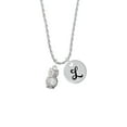 thumbnail image 2 of Delight Jewelry Silvertone 3-D Clear AB Crystal Owl Silvertone Script Initial Disc - L - Charm Necklace, 20"+3", 2 of 4