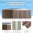 thumbnail image 4 of Towallmark Outdoor Storage Shed, 10X10 Galvanized Steel Metal Shed With Lockable Doors, Heavy Duty Utility Shed For Patio Garden Lawn Equipment, Tool Storage House, Brown, 4 of 8