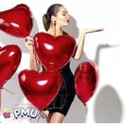 PMU Valentines Day Red Heart Shaped 18 Inches Mylar - Foil Balloons Pkg/50