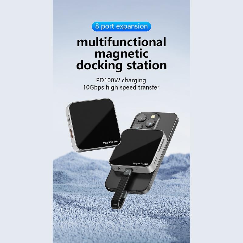 Magnetic USB C Adapter 7/8 Port Docking Station PD100W Fast Devices Connection
