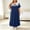 Blue, variant on Women Loose Nightgown Short Sleeve Lace Bow Ruffle Hem Long Sleep Dress Pajamas Pink 3XL
