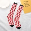 thumbnail image 6 of Red Checkerboard Pattern Knee High Socks for Women Long Leg Warmers Socks, 6 of 7