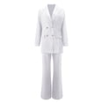 thumbnail image 6 of Noarlalf Two Piece Sets for Women Women's Lightweight Top+Wide Leg Pants Suit Two-Piece Set White M, 6 of 7