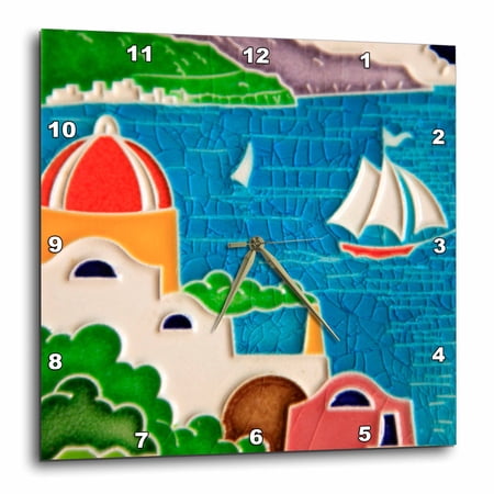 3drose, Hand-painted Glazed Ceramic Tile, Italy - Eu16 Kwi0012 - Kymri Wilt, 10x10 Wall Clock