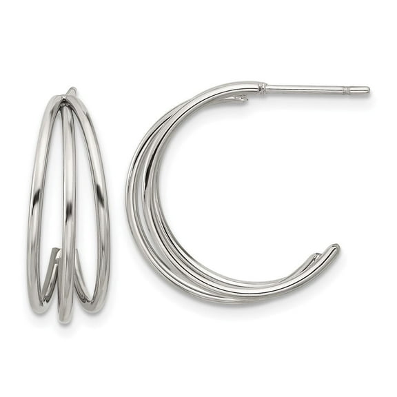 Chisel Stainless Steel Polished Wire J Hoop Post Earring