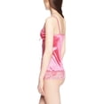thumbnail image 2 of Music Legs Women's 56102-HOTPINK Satin Mini Dress with Spanish Lace Trim & Matching G-String, Hot Pink, 2 of 3