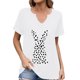 thumbnail image 1 of Corto para las Mujeres Casual Verano 2025 Pascua Impresión V-Cuello Camiseta, Ligero 95% Poliéster 5% Spandex Top para Toda la Temporada Hogar Y Diario, 1 of 7