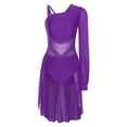thumbnail image 4 of Ocealan Robe de Danse Lyrique pour Femmes Costume de Ballet Moderne Contemporain Jupe Justaucorps Fluide à Épaules Asymétriques Violet m, 4 of 6