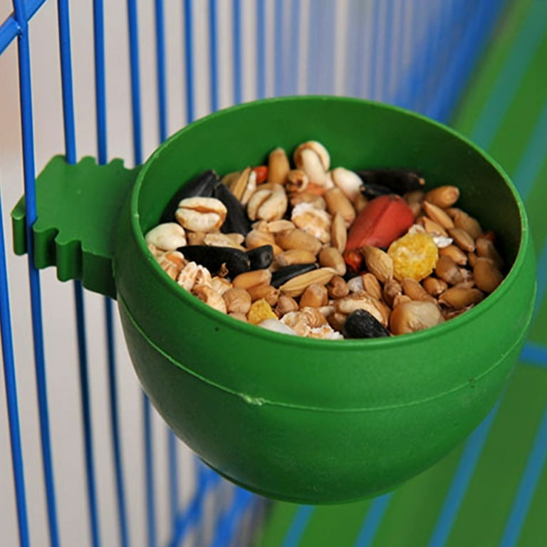 SANWOOD Bird Feeding Bowl Food Water Plastic Round Cup Holder