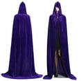 thumbnail image 1 of Qarigey Traje medieval con capucha de tela, amplia aplicación y estilo único para Halloween, capa de terciopelo rojo negro Disfraces de disfraces púrpura, 1 of 6