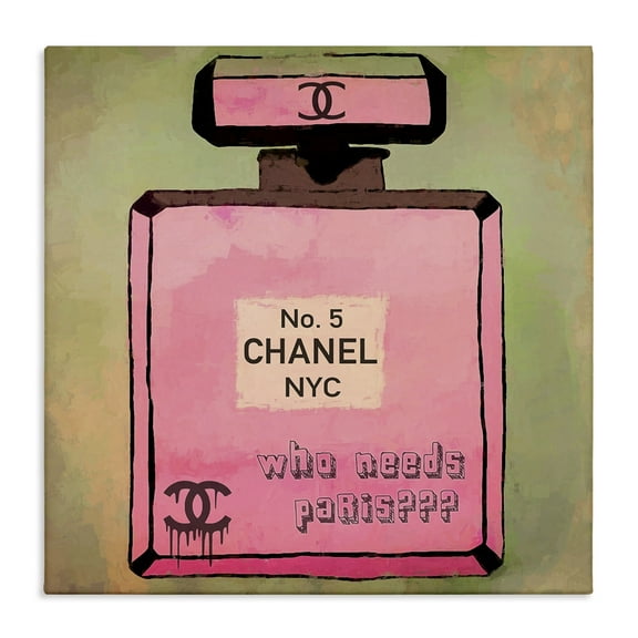 Stupell Industries Who Needs Paris Glam Perfume Fashion Painting Wrapped Canvas Art Print Wall Art, 17 x 17