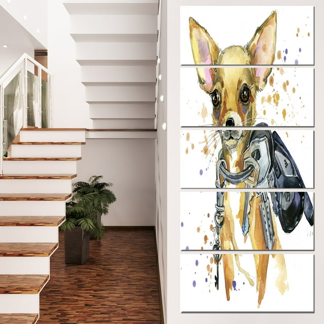 Jouet Terrier Marron Chien Aquarelle - Impression sur Toile Abstraite