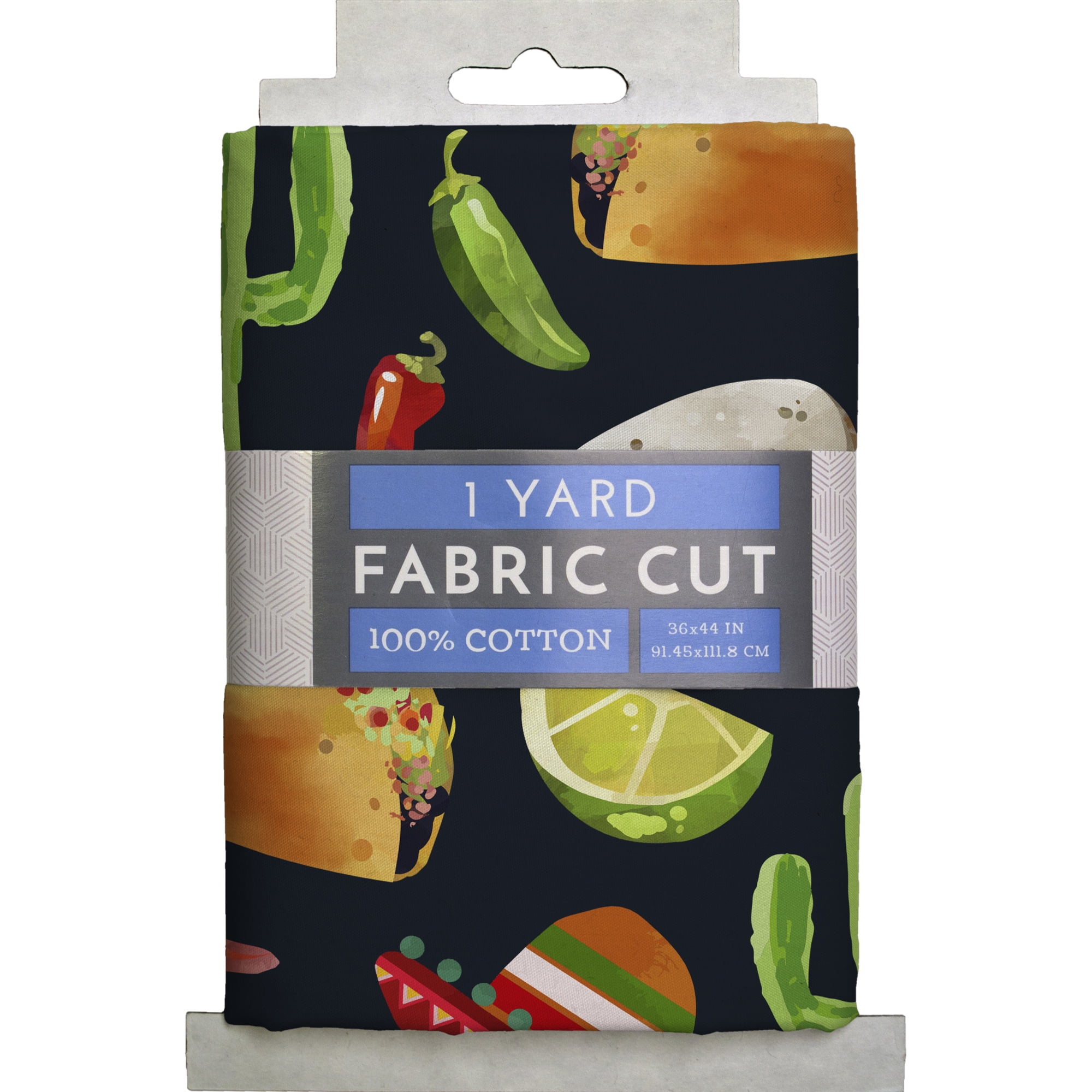 (2 pack) David Textiles Cotton Precut Fabric Tacos & Cacti Fabric 1 yd X 44"