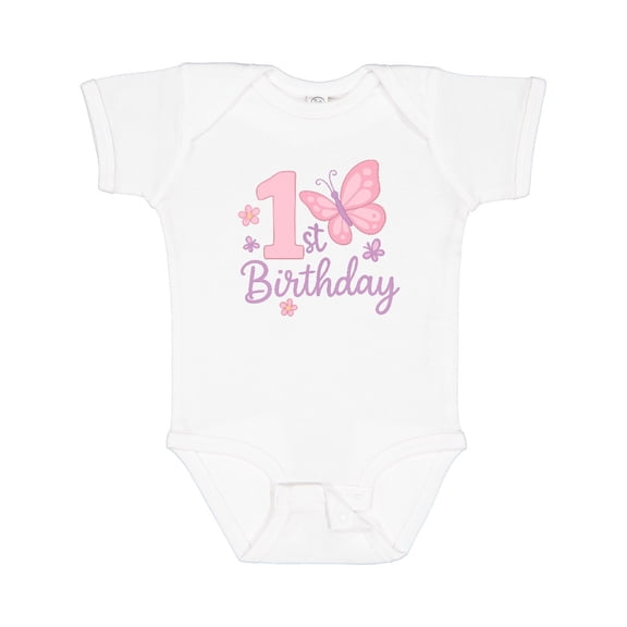 Inktastic 1st Birthday Pink Butterfly Boys Baby Bodysuit
