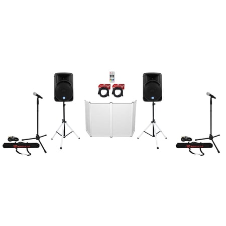 (2) Rockville RPG15BT 15 Wireless Link Speakers+Bluetooth+Stands+Facade+Mics
