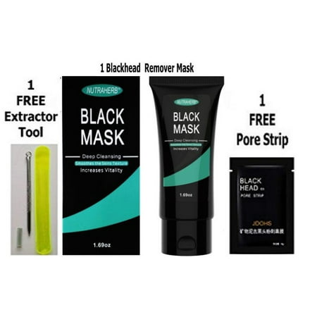 One Blackhead Remover Mask Kit Plus One Blackhead Extractor Tool and One Concentrated Pore Strip By NutraHerb The Newest, Hottest, Safest Way To Remove Blackheads, FDA Certified (Best Way To Remove Back Hair By Yourself)