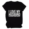 thumbnail image 1 of Camiseta del alfabeto para mujer, camiseta holgada de manga corta con cuello redondo y estampado de letras I LOVE MY HUSBAND para mujer, 1 of 5