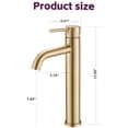 thumbnail image 4 of JERFIT Modern Tall Single Hole Bathroom Sink Faucet, Brushed Gold Stainless Steel Vessel Faucet for Above Counter Basin, 4 of 9