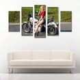 thumbnail image 2 of Juego de Cuadros Decorativos, Chica Biker con Moto Harley-Davidson, Estilo Pin-Up Moderno, 5 Piezas, Ideal para Bares y Man Caves, 150x80cm, 2 of 5