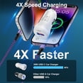 thumbnail image 3 of Bioonis Compatible for iPhone Car Charger,38W Car Charger Adapter Cigarette Lighter Socket+20W Type C Charger Block USB C Charger+6ft &10FT USB C Charging Cable Compatible for iPhone,Purple, 3 of 7