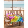 thumbnail image 3 of Rectangle Outdoor Tablecloth With Umbrella Hole And Zipper– Abstract Ethnic Tie Dye Art Waterproof Patio Table Cover for Party, Picnic, Backyard, 60"x84" , Colorful, 3 of 8