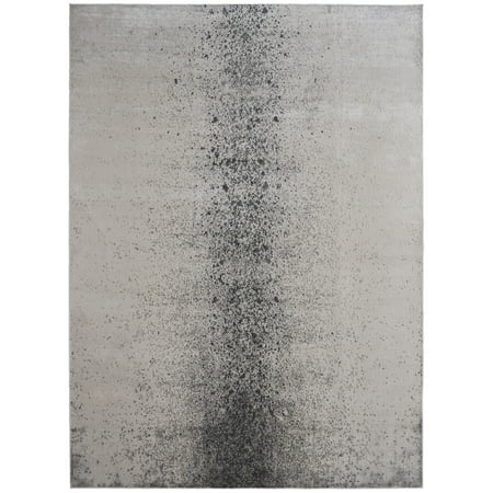 Feizy Astra Transitional Abstract, Ivory/Gray/Black, 8' x 10' Area Rug Stain Fade Resistant Pet & Kid Friendly Industrial Watercolor Floor Rug for Living room Bedroom